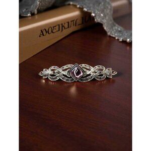 Vintage Victorian Style Elegant Simulated Amethyst Surrounding Purple Rhinestome